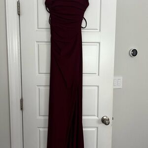 La Femme Strapless Burgundy Dress